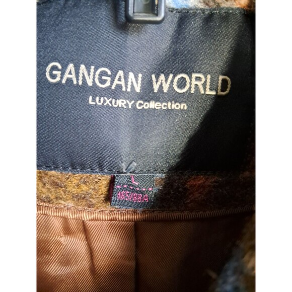 Wool Cashmere Brown Plaid Girls Long Overcoat Size Large GanGan World - Picture 10 of 13